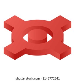 Red crossing map icon. Isometric of red crossing map vector icon for web design isolated on white background