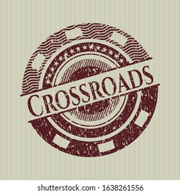 Red Crossroads distressed rubber grunge stamp