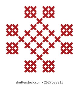 Red cross-stitch embroidery pattern design for decorative and artistic purposes