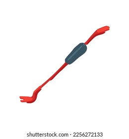 Ilustración vectorial plana de la barra de trabajo roja. Dibujo de dibujos animados de instrumentos para trabajos de reparación aislados sobre fondo blanco. Carpintería, concepto de construcción