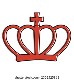 corona roja con un contorno de estilo doodle, ilustración aislada vectorial