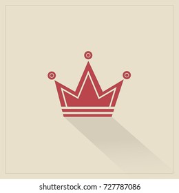 Red Crown Icon in trendy flat style isolated on beige background. Crown symbol for your web site design, logo. Vector illustration, EPS10.