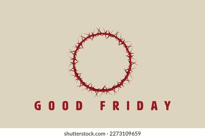 Red crown of thorns symbolizing the suffering and crucifixion of Jesus Christ, on off-white background with Good Friday