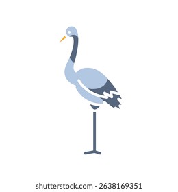 red crowned crane color flat icon for digital and print projects. Asian animals. Minimal clean icons for apps and websites. Modern simple icons for UI UX and branding