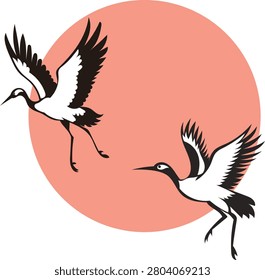 The red crowned crane design 