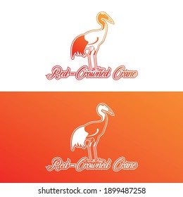 Red crowned crane logo vector