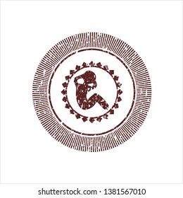 Red crunch icon inside distressed rubber texture