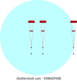 Red crutches, illustration, vector on a white background.