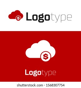 Red Cryptocurrency cloud mining icon isolated on white background. Blockchain technology, bitcoin, digital money market, cryptocoin wallet. Logo design template element. Vector Illustration