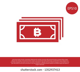 Red Cryptocurrency concept bitcoin in circle with microchip circuit icon isolated on white background. Blockchain technology, digital money market. Vector Illustration