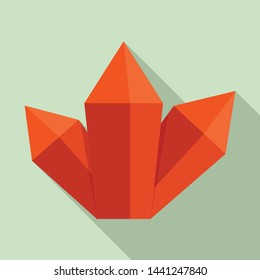 Red crystal icon. Flat illustration of red crystal vector icon for web design
