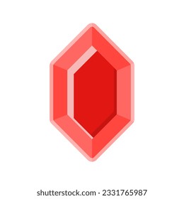 Ilustración de cristal rojo vectorial color divertido gráfico, gema vectorial con diseño plano