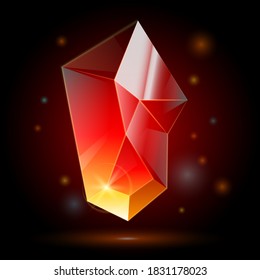 Red crystal on a dark background vector crystal.