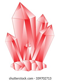 Red crystal on white background is insulated