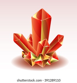 red crystal on a white background