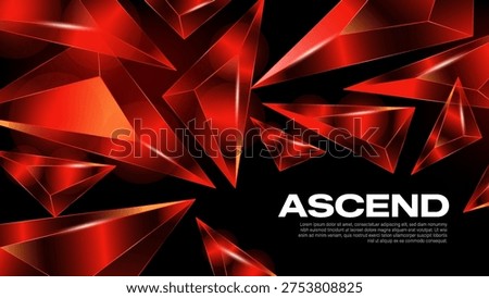 Red Crystal Shards Abstract Background - Futuristic Polygonal Glass Geometry with Luxury Metallic Glow 3D Illustration