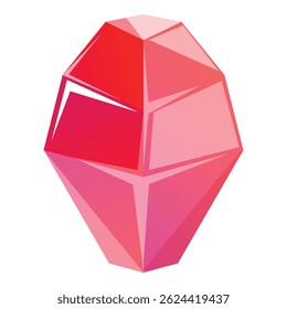 Red crystal shining with light reflecting on facets, great for topics like jewelry, luxury, gem, etc
