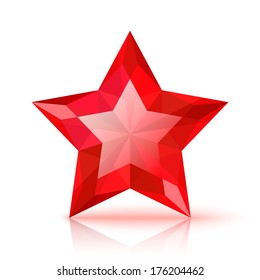 Red Crystal Star Isolated On White Background