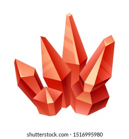 Red crystals of different heights. Vector illustration on a white background.