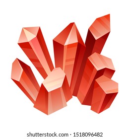 Red crystals. Vector illustration on a white background.