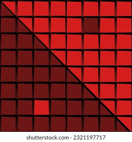 Red cube abstract yin Yang style 