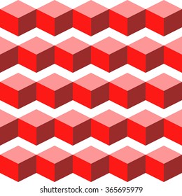 Red cube background. Seamless pattern. Vector