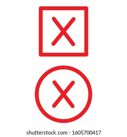 Red Cube And Circle X Icon On White Background Vector