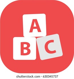 red cube, education cube icon, toys, blocks, abc logo