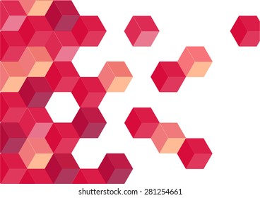 Red cube retro pattern background. Vector illustration