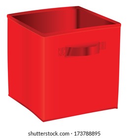 Red Cube Storage In The Home And In Stock. Vector Illustration.