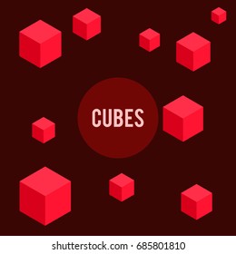 Red cubes composition with lettering in center