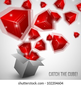Red Cubes fly from box very fast