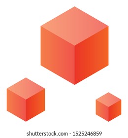 Red cubes icon. Isometric of red cubes vector icon for web design isolated on white background
