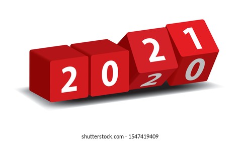 red cubes showing new 2021 year, vector illustration 