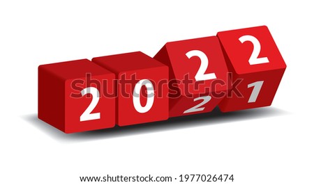 red cubes showing new 2022 year, vector illustration 