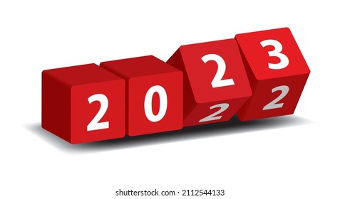 red cubes showing new 2023 year, vector illustration 