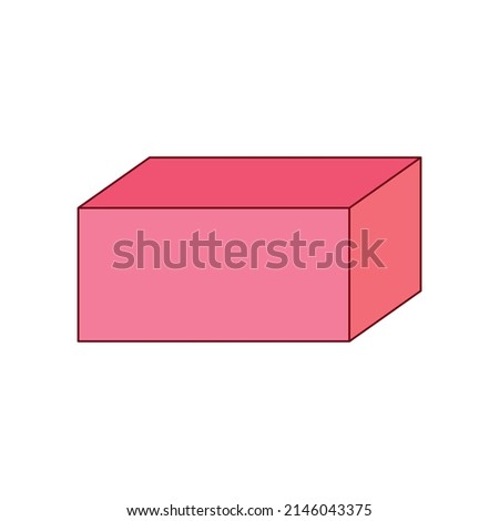 Red cuboid basic simple 3d shape isolated on white background