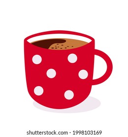 red cup with aromatic coffee inside. flat vector illustration isolated on white background