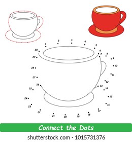 Red Cup Beautiful. Dot to Dot Educational Game for Kids.