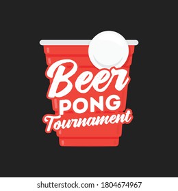 Red Cup, Beer Pong Cup, Beer Game, Ping Pong, Ping Pong Ball, Drinking Cup Vector Illustration Background