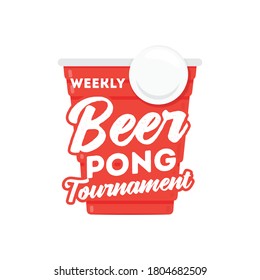 Red Cup, Beer Pong Cup, Beer Game, Ping Pong, Ping Pong Ball, Drinking Cup Vector Illustration Background