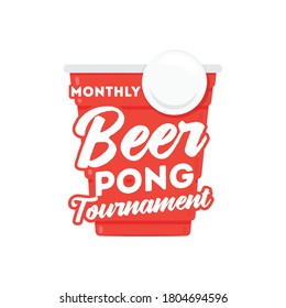 Red Cup, Beer Pong Cup, Beer Game, Ping Pong, Ping Pong Ball, Drinking Cup Vector Illustration Background