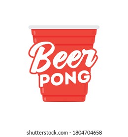 Red Cup, Beer Pong Cup, Beer Game, Ping Pong, Ping Pong Ball, Drinking Cup Vector Illustration Background