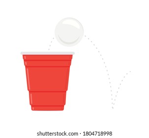 Red Cup, Beer Pong Cup, Beer Game, Ping Pong, Ping Pong Ball, Drinking Cup Vector Illustration Background