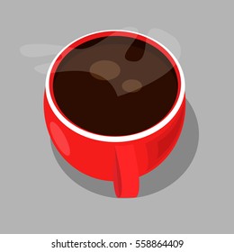 Red cup with black hot coffee
