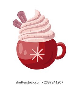 Red cup with cocoa Christmas drink vector illustration