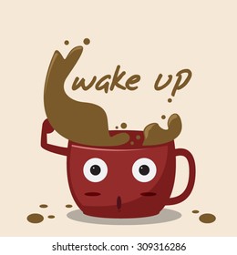 Red cup of coffee cartoon character