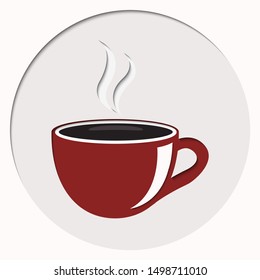  Red cup coffee .Colorful icon design logo element.paper cut style for restaurant or coffee shop menu