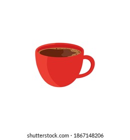 Red cup of coffee isolated on a white background.