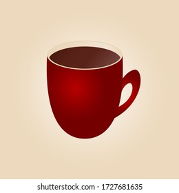 Red cup of coffee on a light background, vector graphics, illustration